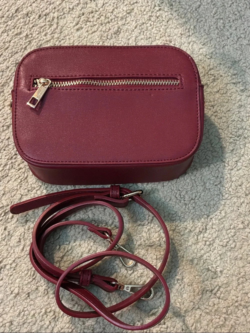 Burgundy Embellished Horse Crossbody Bag